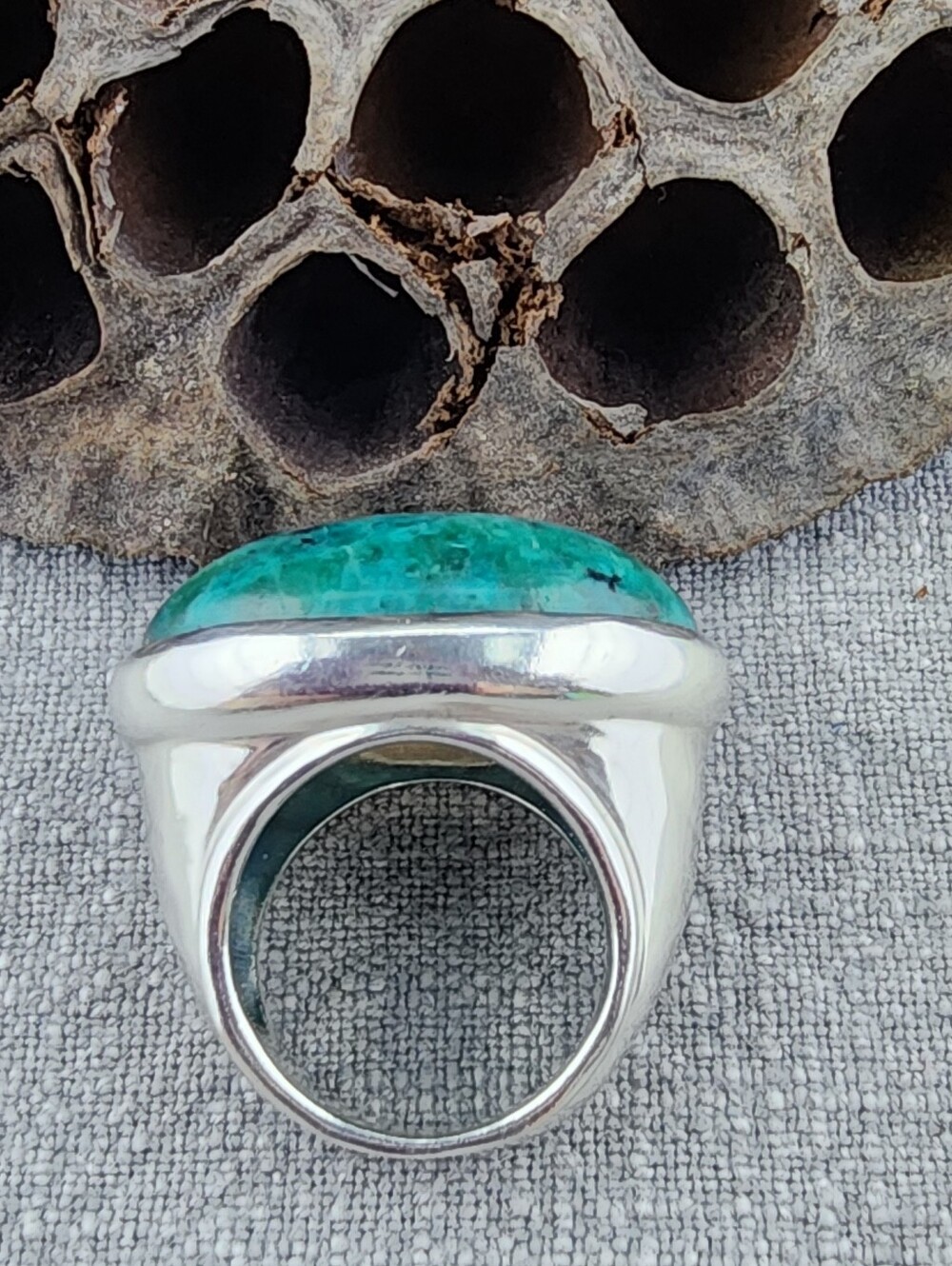 Silpada Chrysocolla Statement Sterling Silver Ring - Size 8